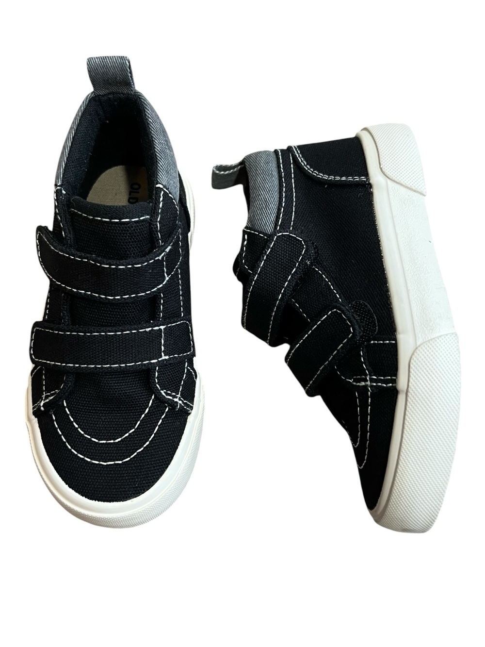 Old Navy Canvas Double Secure Strap High Top Skate Sneakers Black Toddler Size 8